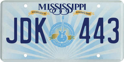 MS license plate JDK443