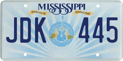 MS license plate JDK445
