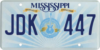 MS license plate JDK447