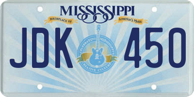 MS license plate JDK450
