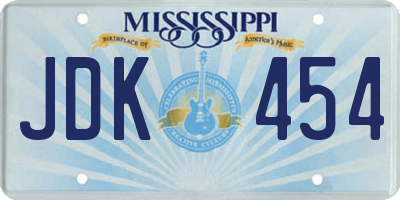 MS license plate JDK454