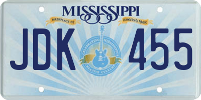 MS license plate JDK455