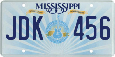 MS license plate JDK456