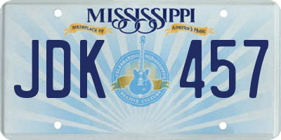MS license plate JDK457
