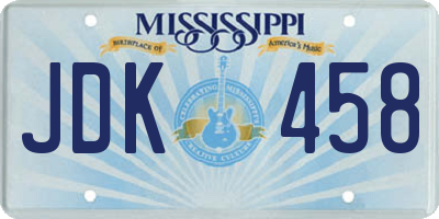 MS license plate JDK458