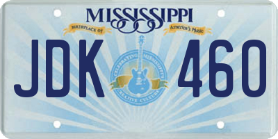 MS license plate JDK460