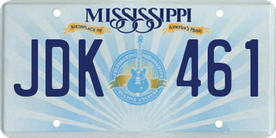 MS license plate JDK461
