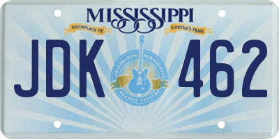 MS license plate JDK462