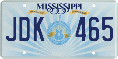 MS license plate JDK465