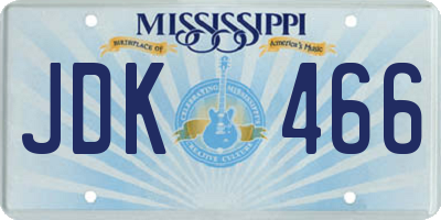 MS license plate JDK466