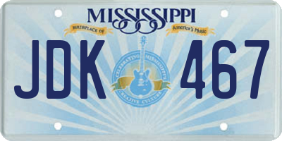 MS license plate JDK467