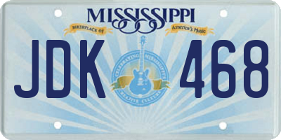 MS license plate JDK468