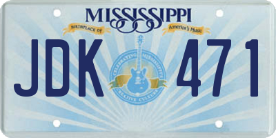 MS license plate JDK471