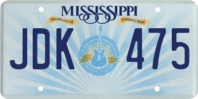 MS license plate JDK475