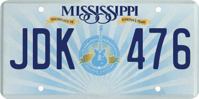 MS license plate JDK476