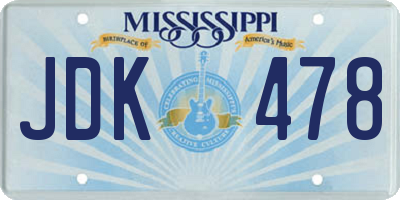 MS license plate JDK478