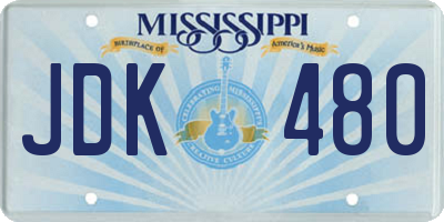 MS license plate JDK480