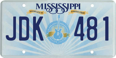 MS license plate JDK481