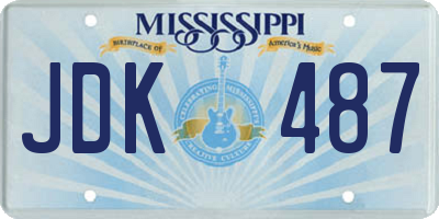 MS license plate JDK487