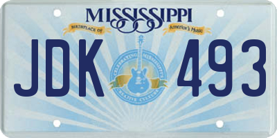 MS license plate JDK493