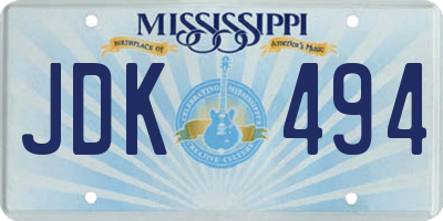 MS license plate JDK494