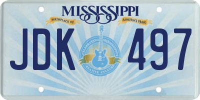 MS license plate JDK497