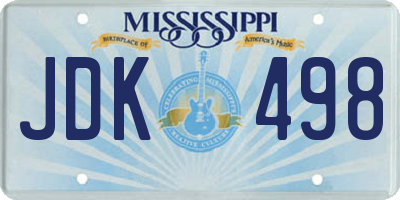 MS license plate JDK498