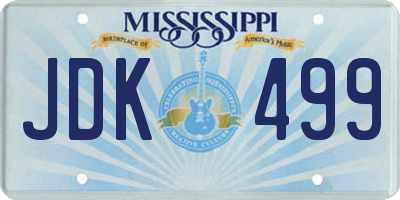 MS license plate JDK499