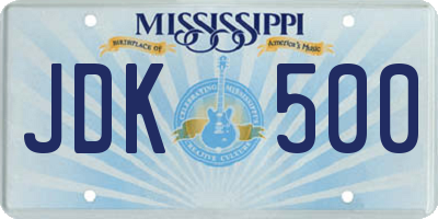 MS license plate JDK500