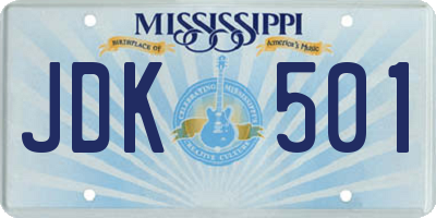 MS license plate JDK501