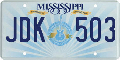 MS license plate JDK503