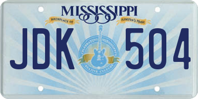 MS license plate JDK504