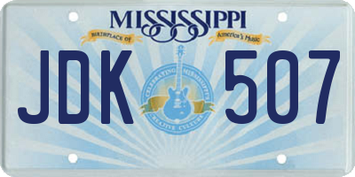 MS license plate JDK507