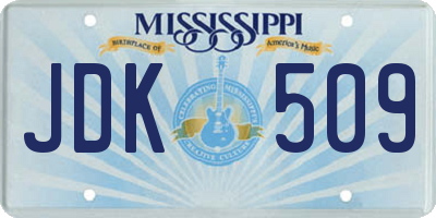MS license plate JDK509