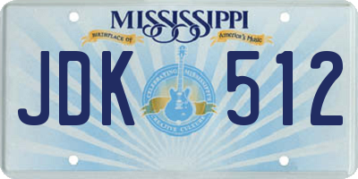 MS license plate JDK512