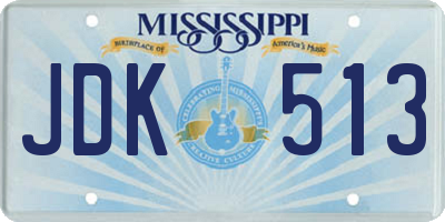 MS license plate JDK513