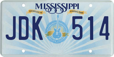 MS license plate JDK514