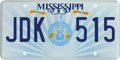 MS license plate JDK515