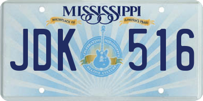 MS license plate JDK516