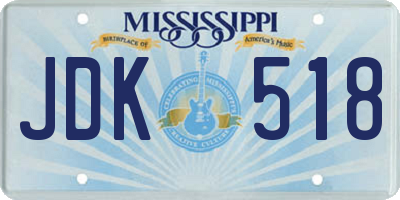 MS license plate JDK518