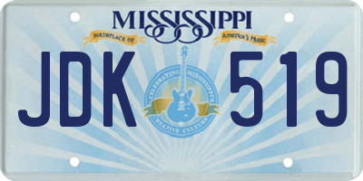 MS license plate JDK519