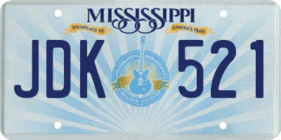 MS license plate JDK521