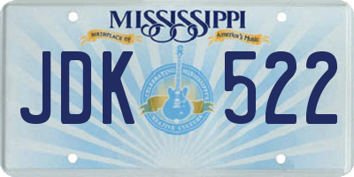 MS license plate JDK522