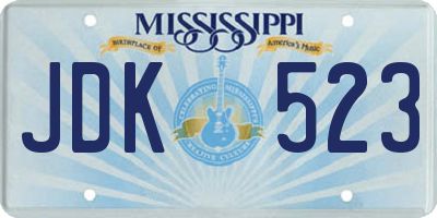 MS license plate JDK523