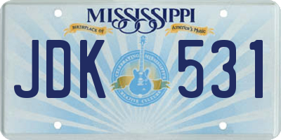 MS license plate JDK531