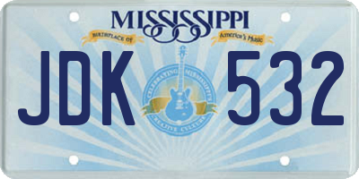 MS license plate JDK532