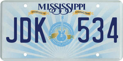 MS license plate JDK534