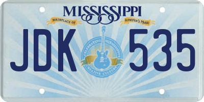 MS license plate JDK535