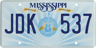 MS license plate JDK537