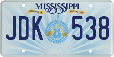 MS license plate JDK538